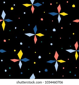 Abstract seamless pattern background. Childish wallpaper for design card, wallpaper, school album, scrapbook, holiday wrapping paper, baby nappy, art workshop advertising, bag print, t shirt etc.