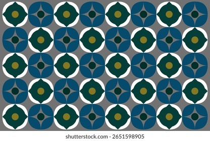 abstract seamless pattern. Seamless background with circles. Indonesian Ethnic Style Batik Background in blue and green Floral Composition. Floral background design art