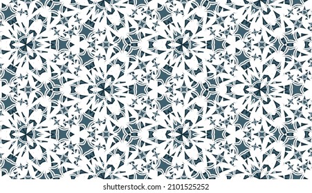 Abstract seamless pattern, background. Colored vintage kaleidoscope on white. Useful as design element for texture and artistic compositions.