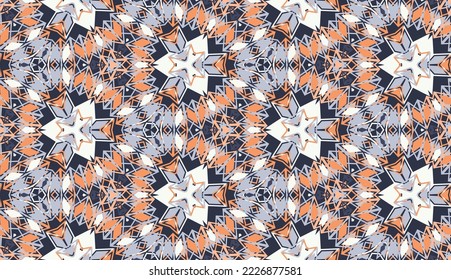 Abstract seamless pattern, background. Colored kaleidoscope. Useful as design element for texture and artistic compositions.