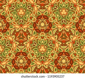 Abstract seamless pattern, background. Composed of colored shapes. Useful as design element for texture and artistic compositions.