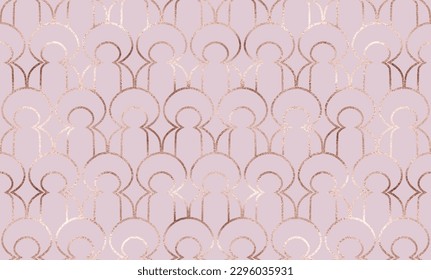 Abstract seamless pattern background design with rose gold geometric shapes.
