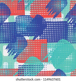 Abstract seamless pattern with a background of a disordered grating. Against the backdrop of the picture there is a fat mesh.