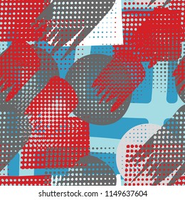Abstract seamless pattern with a background of a disordered grating. Against the backdrop of the picture there is a fat mesh.
