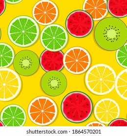 Abstract Seamless Pattern Background with Fresh Fruits. Vector Illustration EPS10