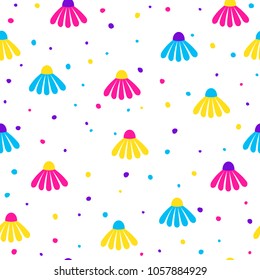 Abstract seamless pattern background. Geometric modern futuristic illustration for design birthday card, party invitation, wallpaper, holiday wrapping paper, fabric, bag print, t shirt, workshop advertising etc