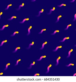 Abstract seamless pattern. Background gradient glowing worms. Blue abstract background with glowing yellow-pink worms gradient for designers and illustrators. Background gradient vector illustration