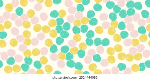 Abstract seamless pattern, background with green, yellow, pink watercolor shapes and stains. Repeating vector print