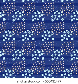 Abstract seamless pattern background. Hand drawn circle isolated on blue for card, invitation, album, sketch book, scrapbook, holiday wrapping paper, textile fabric, garment etc