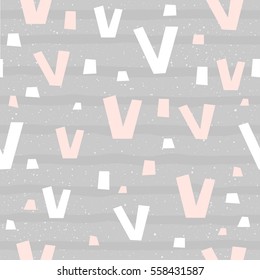 Abstract seamless pattern background. Handmade shapes isolated on grey for card, invitation, album, sketch book, scrapbook, holiday wrapping paper, textile fabric, garment etc