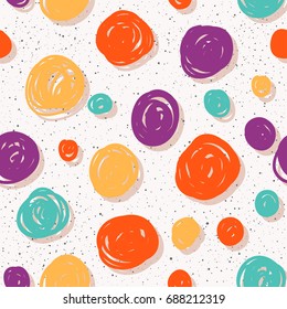 Abstract seamless pattern background. Handmade doodle circle seamless pattern for design card, invitation, t shirt, book, banner, poster, scrapbook, album, textile fabric, garment, bag print etc. 
