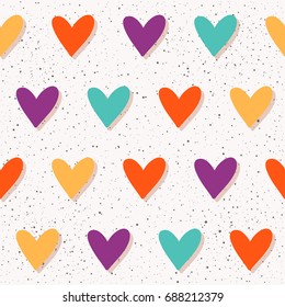 Abstract seamless pattern background. Handmade heart pattern for design card, invitation, t shirt, book, banner, poster, scrapbook, album, textile fabric, garment, bag print etc. 