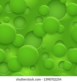 Abstract seamless pattern or background of holes and circles with shadows in green colors