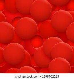 Abstract seamless pattern or background of holes and circles with shadows in red colors