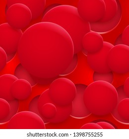 Abstract seamless pattern or background of holes and circles with shadows in red colors