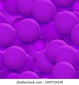 Abstract seamless pattern or background of holes and circles with shadows in purple colors