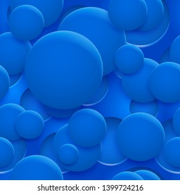Abstract seamless pattern or background of holes and circles with shadows in blue colors
