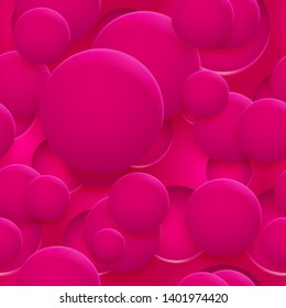 Abstract seamless pattern or background of holes and circles with shadows in pink colors