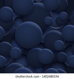 Abstract seamless pattern or background of holes and circles with shadows in blue colors