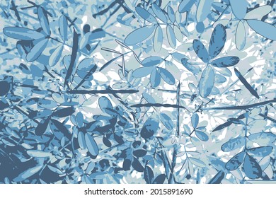 Abstract seamless pattern, background with a leaf pattern. Geometric blue leaf texture background.