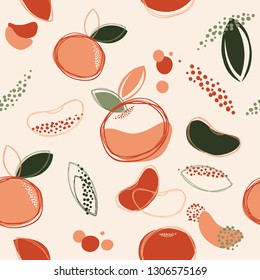 Abstract seamless pattern background Orange or Tangerine drawing art vector and illustration