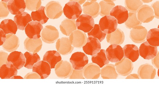 Abstract seamless pattern, background with orange, red, yellow watercolor shapes and stains. Repeating vector design for print