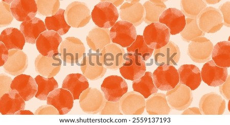 Abstract seamless pattern, background with orange, red, yellow watercolor shapes and stains. Repeating vector design for print