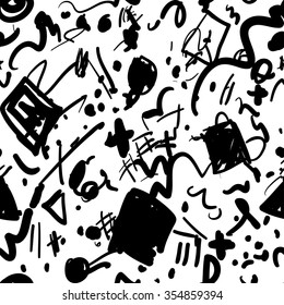 Abstract seamless pattern background. Retro 80s or 90s memphis geometric fashion style .  Hip Hop style good for vintage textile fabric design, wrapping paper . Vector illustration 80s and 90s style. 