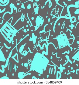 Abstract seamless pattern background. Retro 80s or 90s memphis geometric fashion style .  Hip Hop style good for vintage textile fabric design, wrapping paper . Vector illustration 80s and 90s style. 