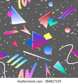 Abstract seamless pattern background. Retro 80s or 90s memphis  geometric fashion style . Memphis. Good for vintage textile fabric design, wrapping paper and website wallpapers. Vector illustration.