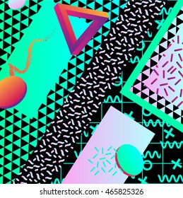 Abstract seamless pattern background. Retro 80s or 90s memphis geometric fashion style . Vector illustration 80s and 90s style.