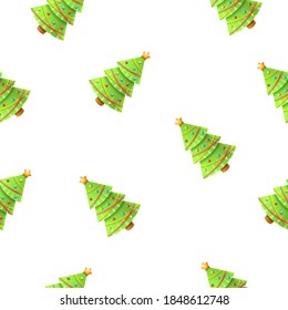 Abstract Seamless Pattern Background Tree Happy New Year Design Vector Style