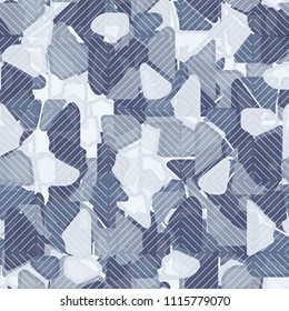Abstract seamless pattern. At the base of the texture lie the punched squares broken into multi-colored pieces. A network of squares collected from diagonal segments is superimposed on the picture.