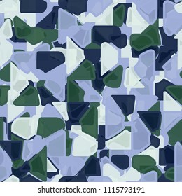 Abstract seamless pattern. At the base of the texture lie the punched squares broken into multi-colored pieces. Camouflage style.