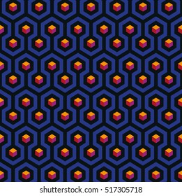 Abstract seamless pattern based on hexagons, Op-Art style
