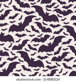 Abstract seamless pattern with bats. Background for Halloween party. Vector illustration