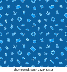 Abstract seamless pattern of beach elements.