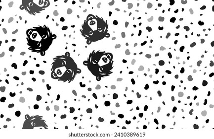 Abstract seamless pattern with bear head symbols. Creative leopard backdrop. Vector illustration on white background