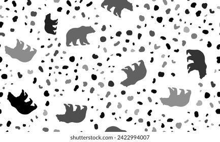 Abstract seamless pattern with bear icons. Creative leopard backdrop. Vector illustration on white background
