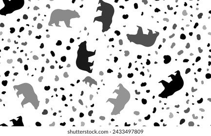 Abstract seamless pattern with bear symbols. Creative leopard backdrop. Vector illustration on white background