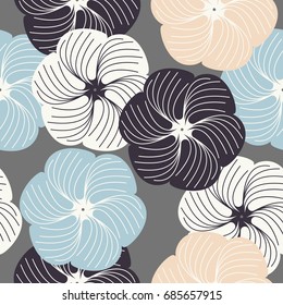 Abstract seamless pattern with beautiful flowers can be used for design fabric, backgrounds, wrapping paper, package, covers, linen and more designs.