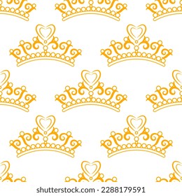 Abstract Seamless pattern with beautiful princess crowns. Vector Illustration , golden crown pattern