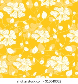 Abstract seamless pattern with beautiful yellow floral background. Vector illustration