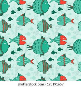 Abstract seamless pattern with beauty fish.