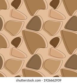Abstract seamless pattern. Beige and brown colored spots with lines.