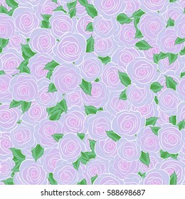 Abstract seamless pattern in beige colors. Vector background illustration. Nature rose flowers.