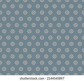 Abstract seamless pattern with beige flowers. Simple blue and white background. Design textile, gift wrap, print, cloth, card. Vector graphic.