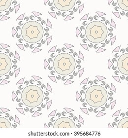 Abstract seamless pattern. Abstract beige flowers. Pastel colors. Arab motifs. Vector illustration