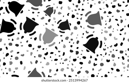 Abstractas patrón sin fisuras con símbolos de campana. Fondo de leopardo creativo. Ilustración vectorial sobre fondo blanco