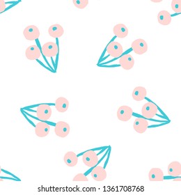 Abstract seamless pattern with berries. Hand draw texture. Vector template for cards, banners, print fabric, t-shirt. Pastel colors. Hand drawn modern design background.